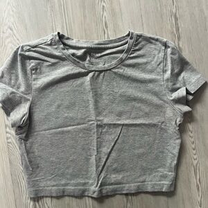 TNA Aritzia Heather Gray Crew Neck Crop Tee